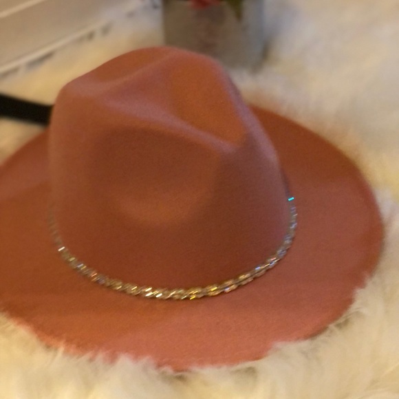 Pink rhinestone fedora hat - Picture 2 of 3